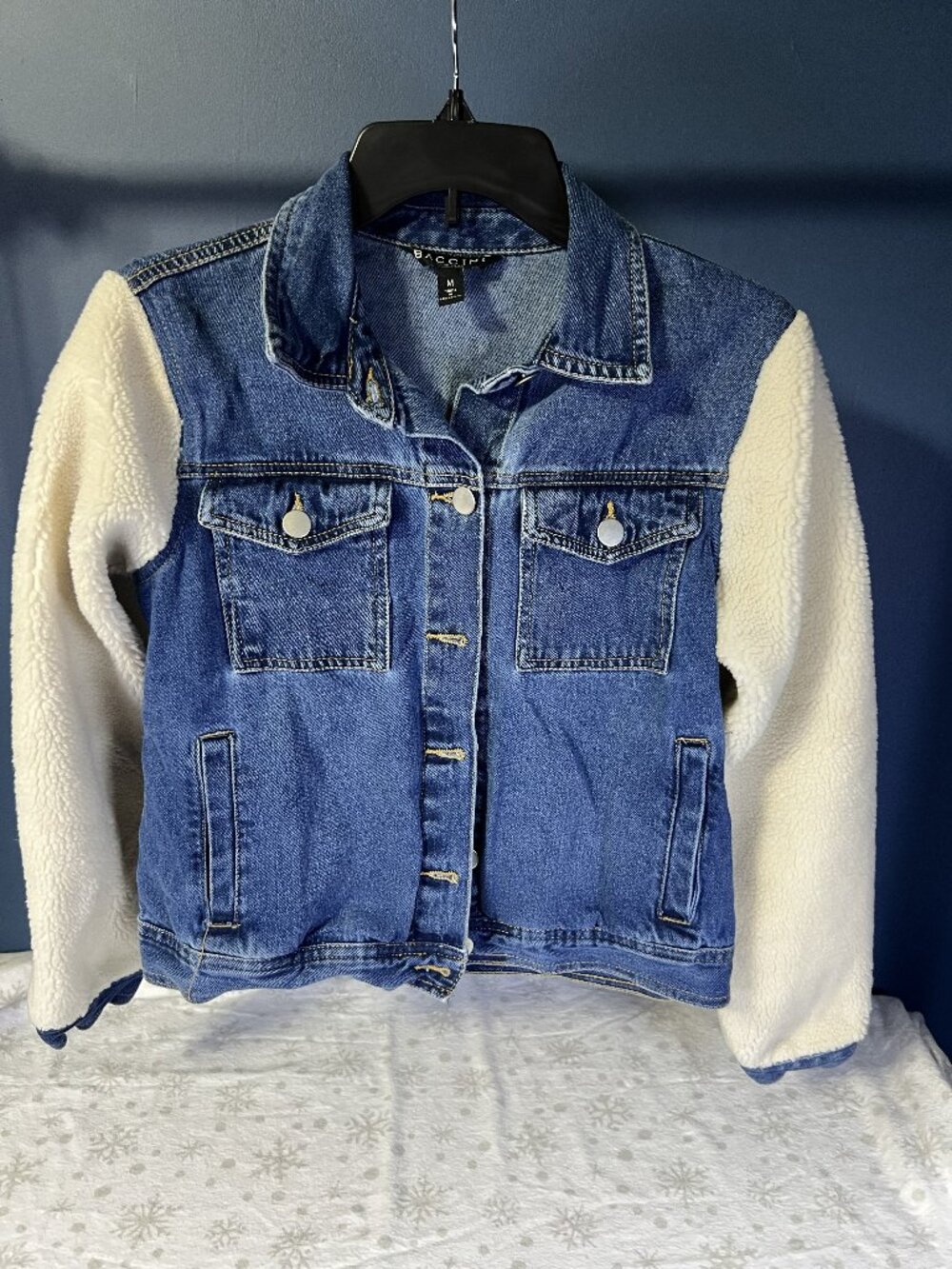 Baccini Mixed-Media Denim Trucker Jacket Girls M